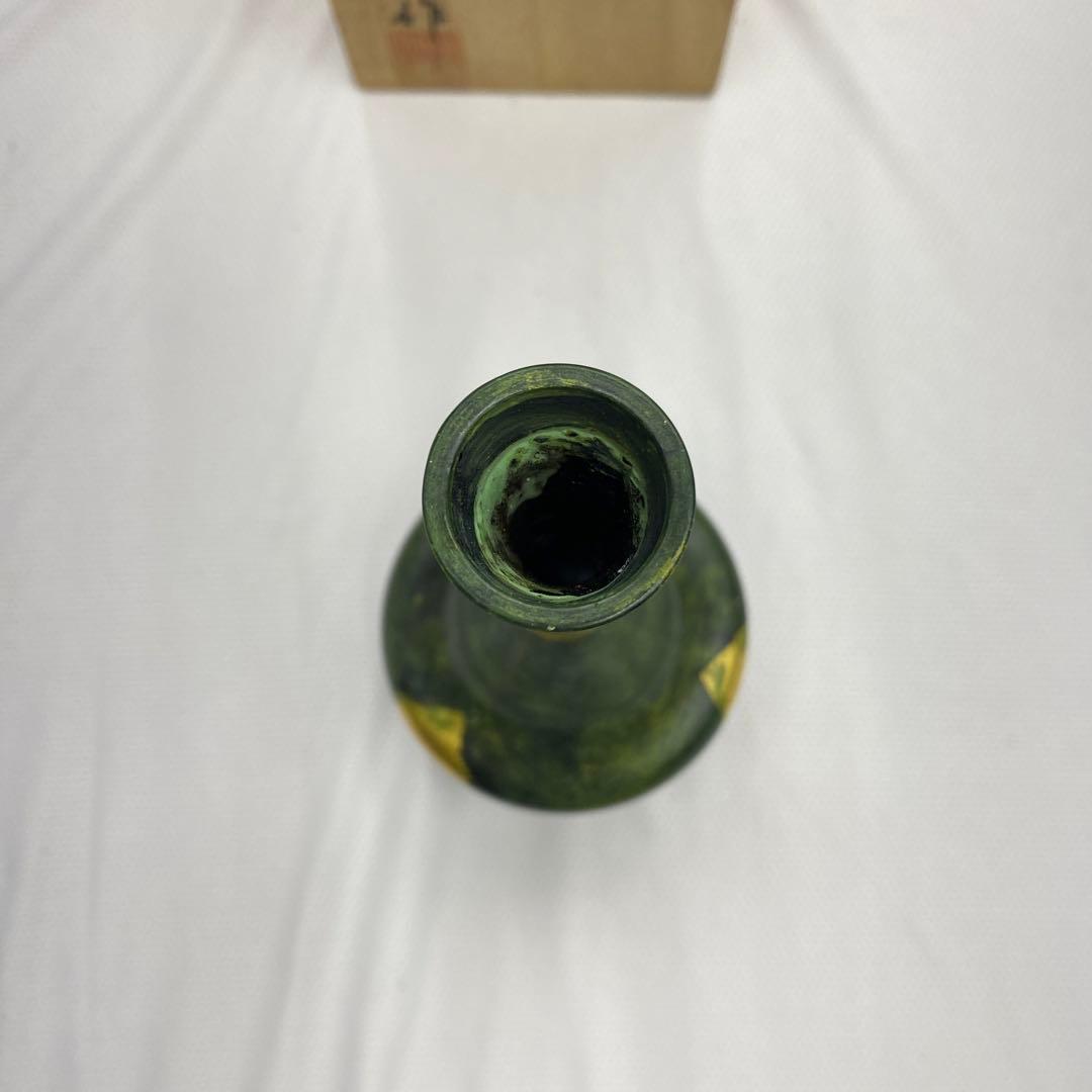 龍仙作　青銅　花瓶　一輪挿し