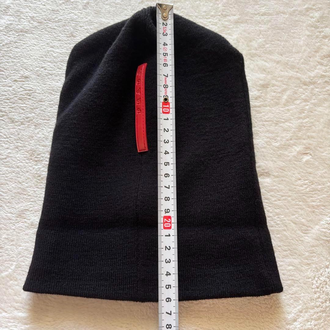 美品 PRADA SPORTS プラダスポーツ ニット帽ビーニー ロゴタグ 黒