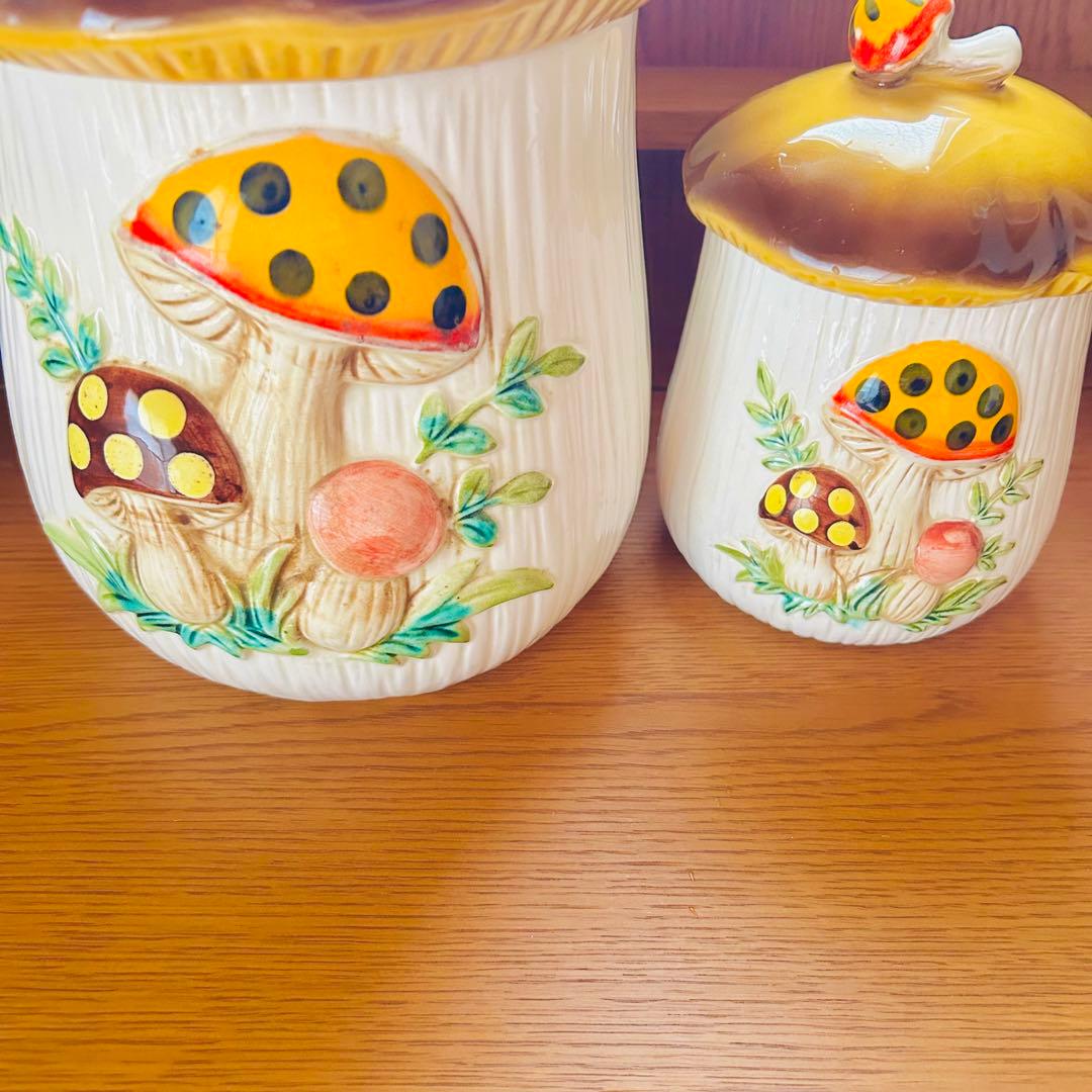 【SEARS】シアーズ きのこキャニスター セット　ヴィンテージ 陶器　70年代