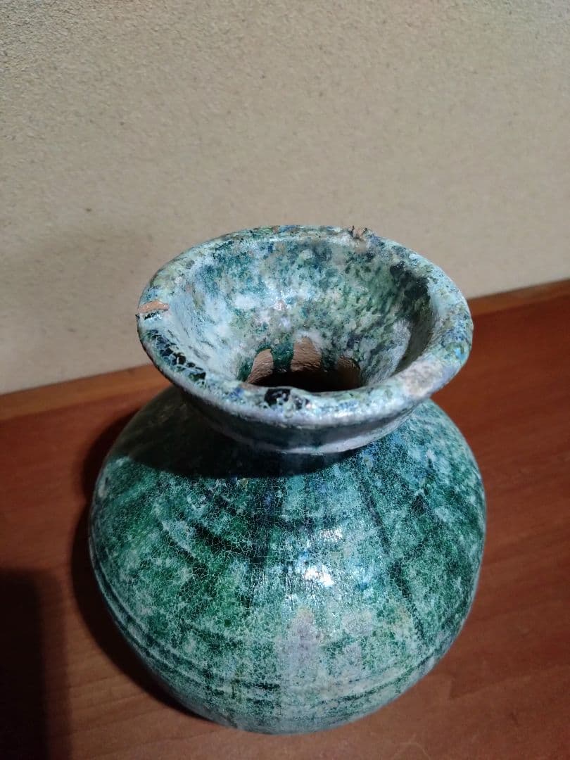 漢時代 緑釉 小壺 発掘品