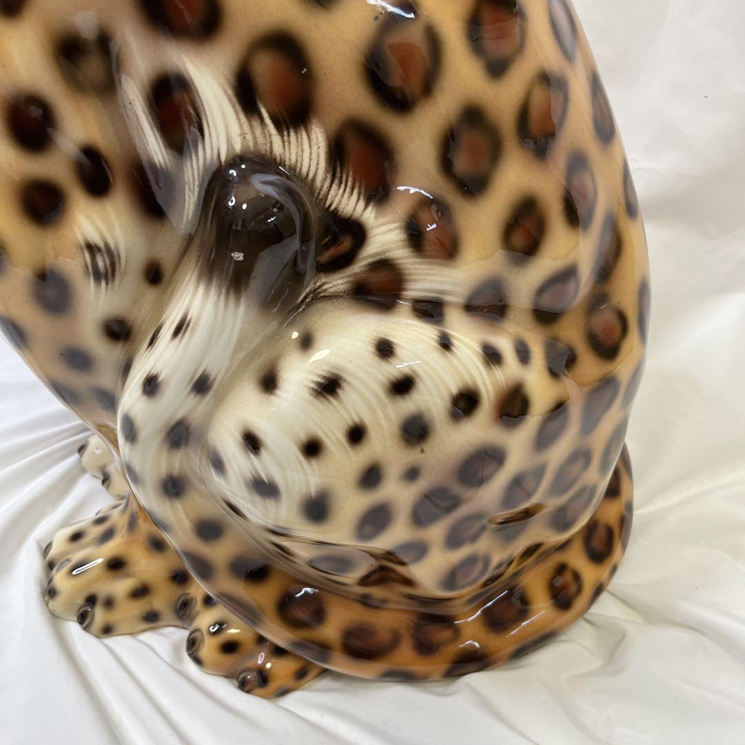 【希少良デザイン】最高級陶器　オブジェ　レオパード　骨董品　美術品　アニマル
