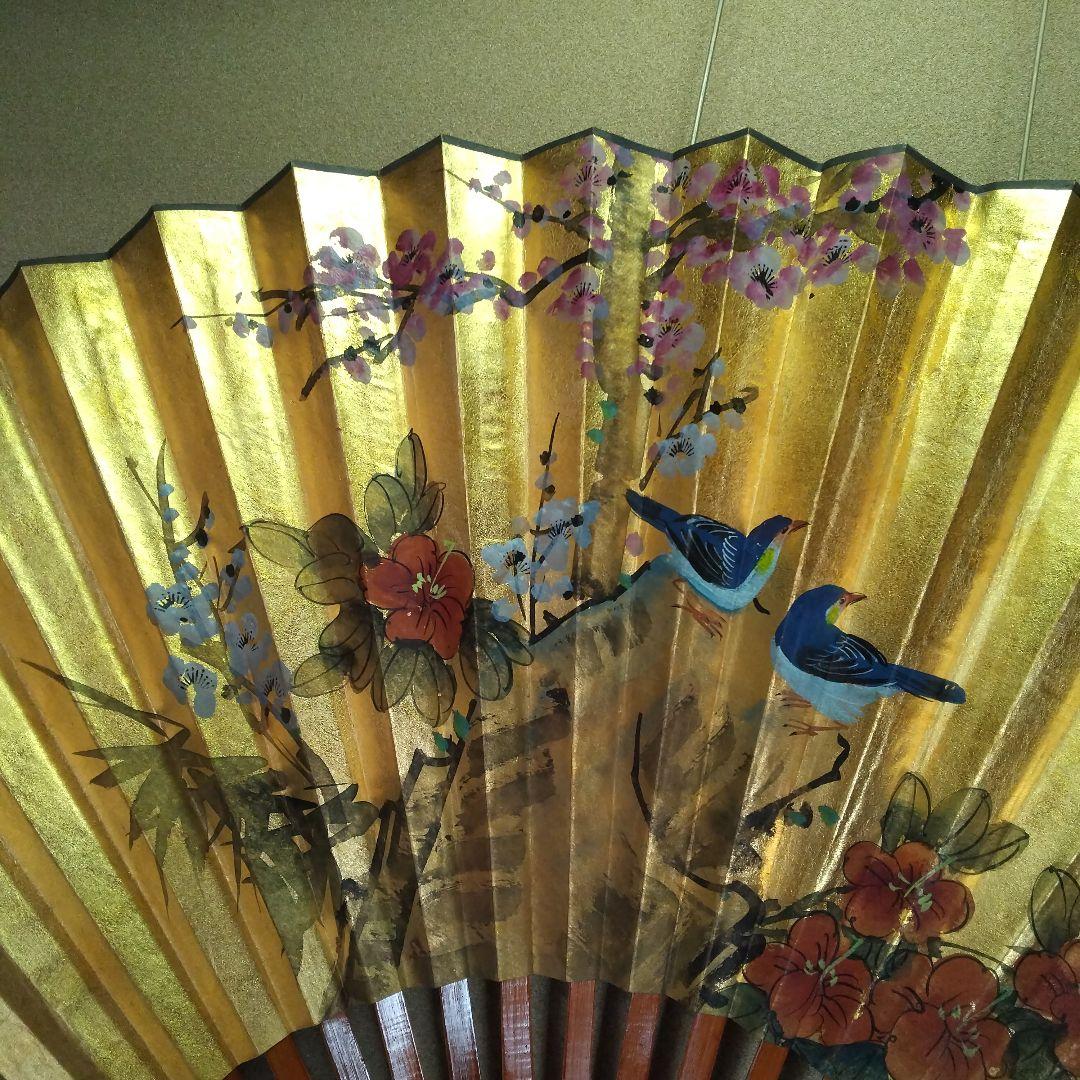 特大 扇 飾りディスプレイ 花鳥風月 お洒落 雑貨 希少