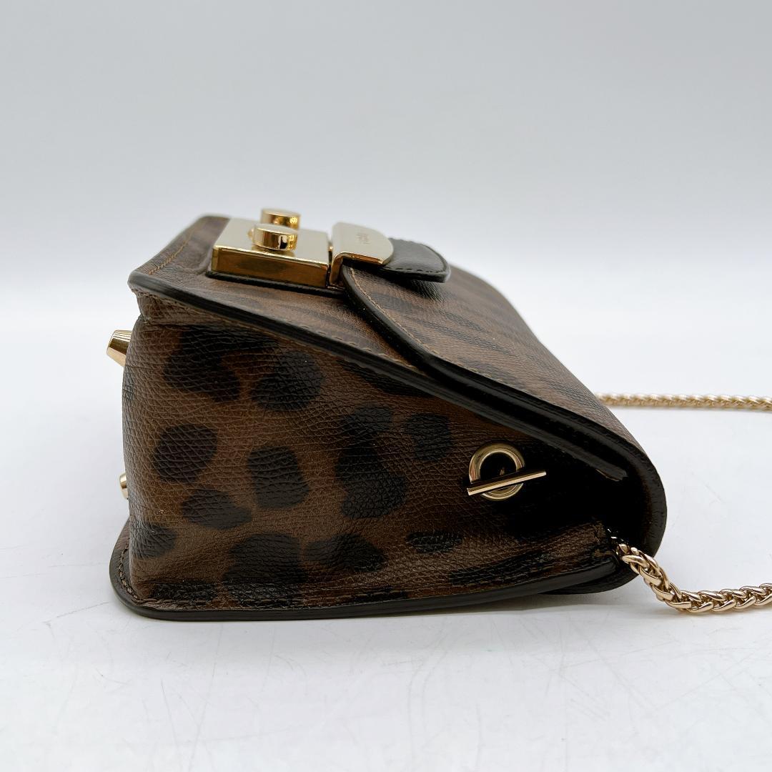 美品 FURLA メトロポリス ショルダーバッグ レオパードレザー f629