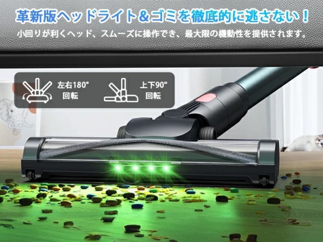 コードレス掃除機　65000Pa LEDライト　自立式　液晶ディスプレイ