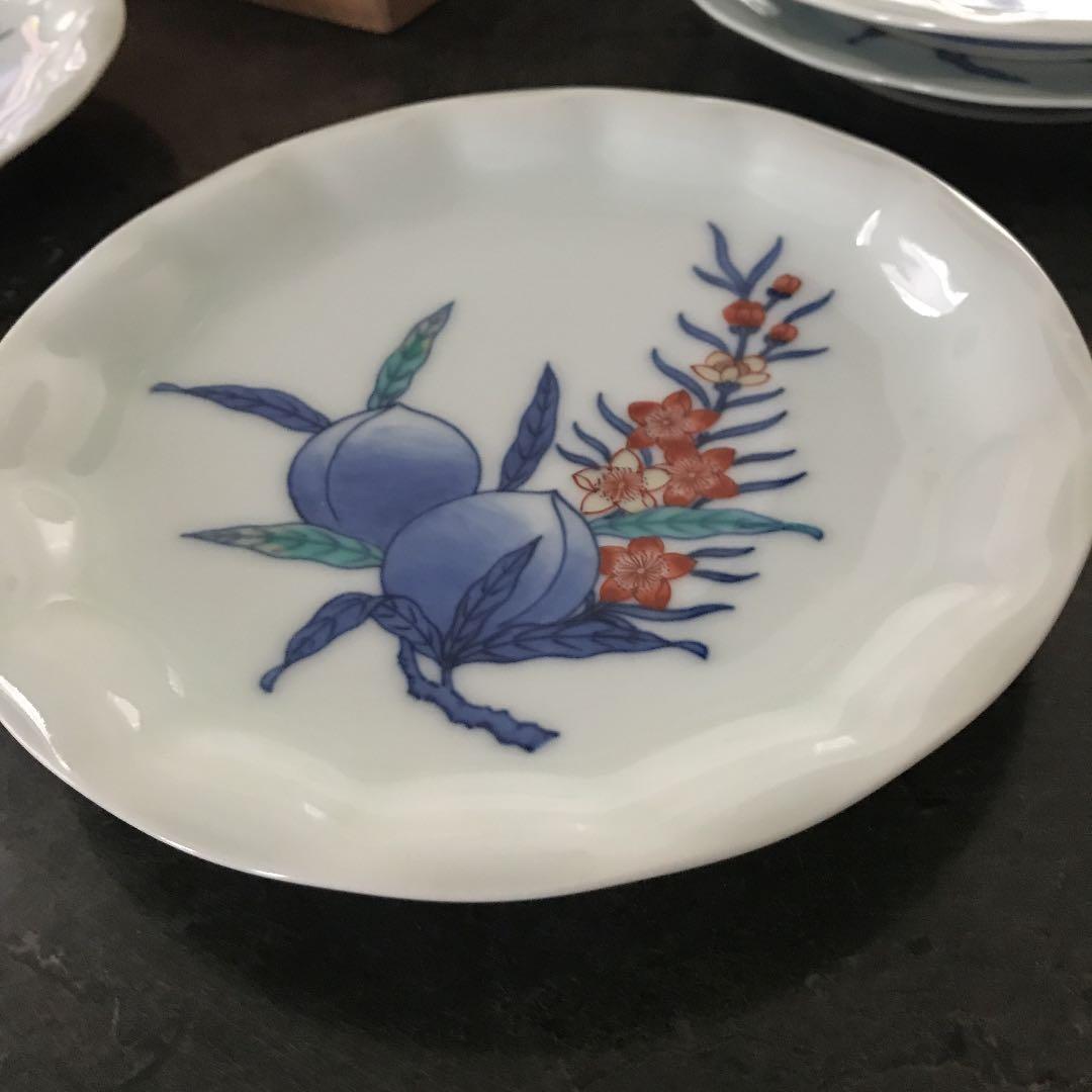 今泉今右衛門　双桃絵銘々皿揃
