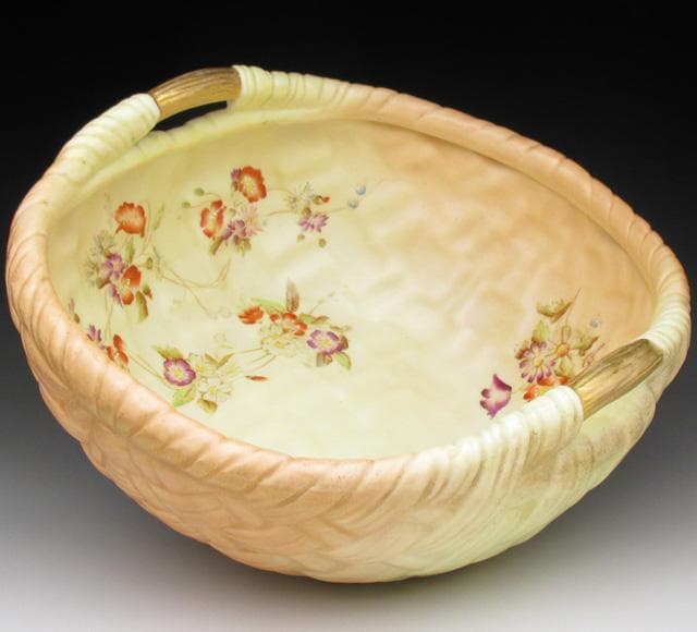 ロイヤルウースター 網笊形草花絵 ボウル 22cm アンティーク 1904年