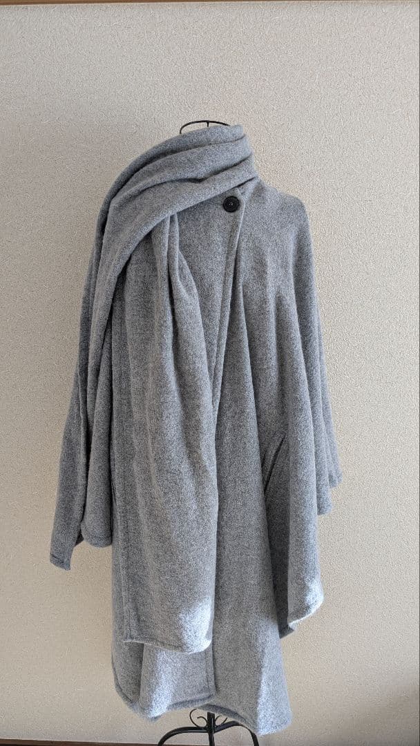 ZARA　アルパカ混紡　グレー　ケープコート　ポンチョ　マント