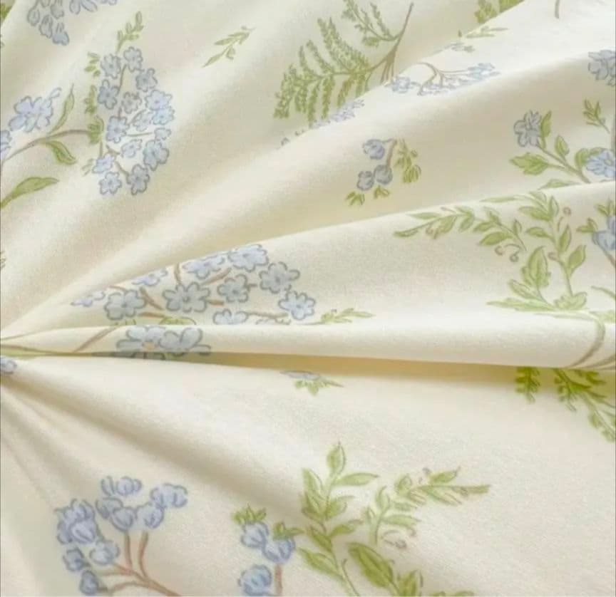 新品★レースフラワー忘れな草柄綿100%シングル掛け布団カバー枕カバーセット