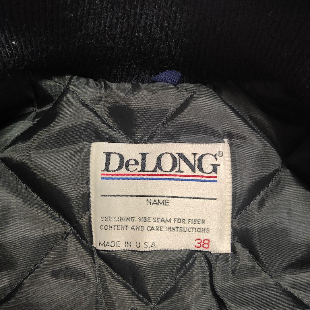 【美品】 DeLONG スタジャン マスタード 袖レザー 38 USA製 本革