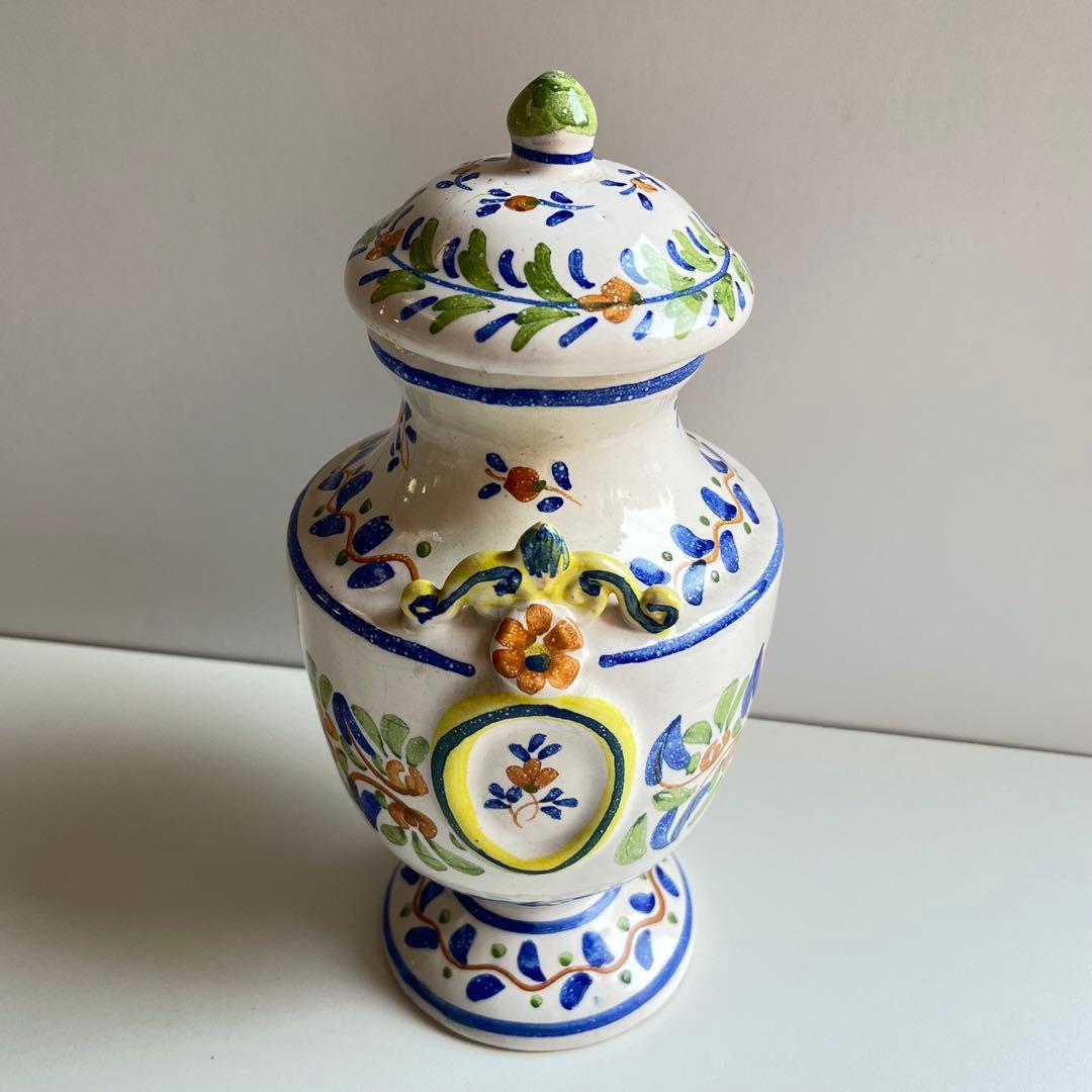 スペイン製　蓋付き　陶器　壺