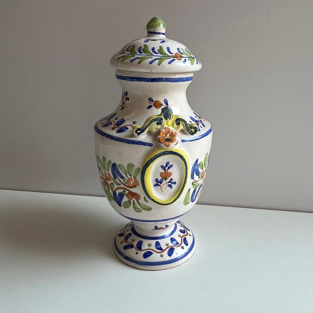 スペイン製　蓋付き　陶器　壺