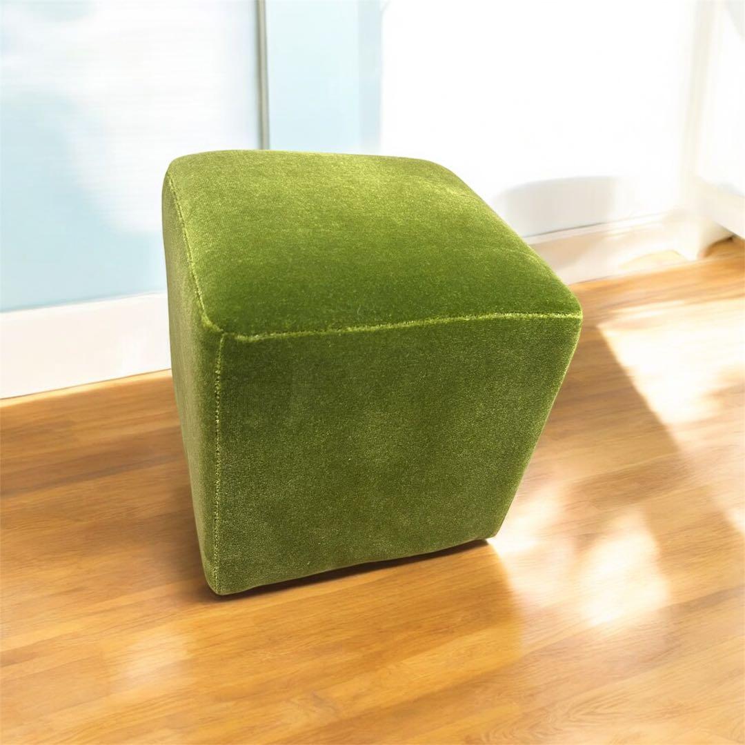 美品 グリーン ダイス スツール 足置き クッション