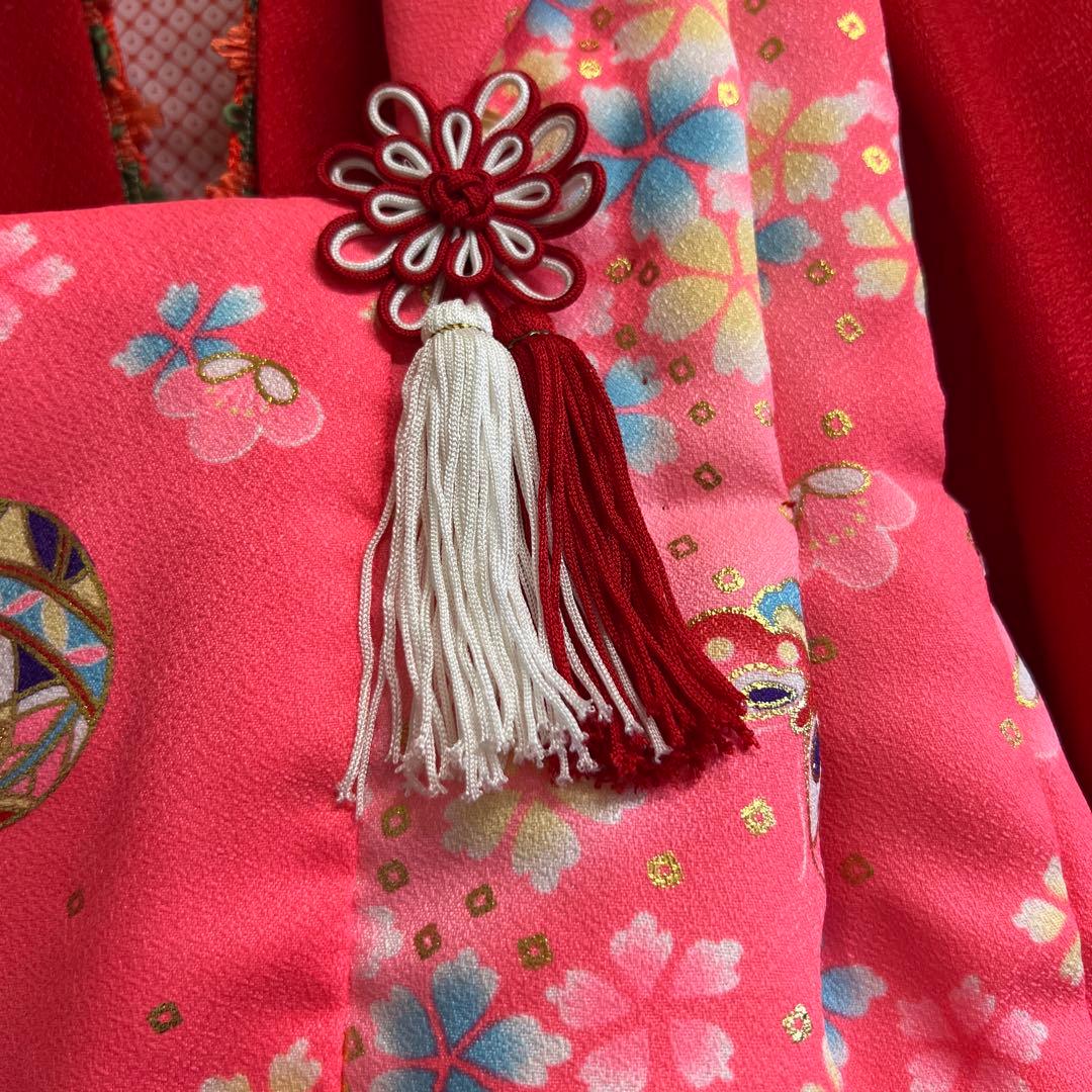 ひな祭り着せて七五三用花柄着物 ピンク3歳用