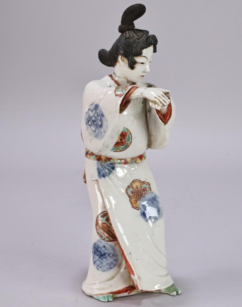 珍品　陶製　人形　「 大石由雄妓遊 」　在銘　置物　大石内蔵助　BK154