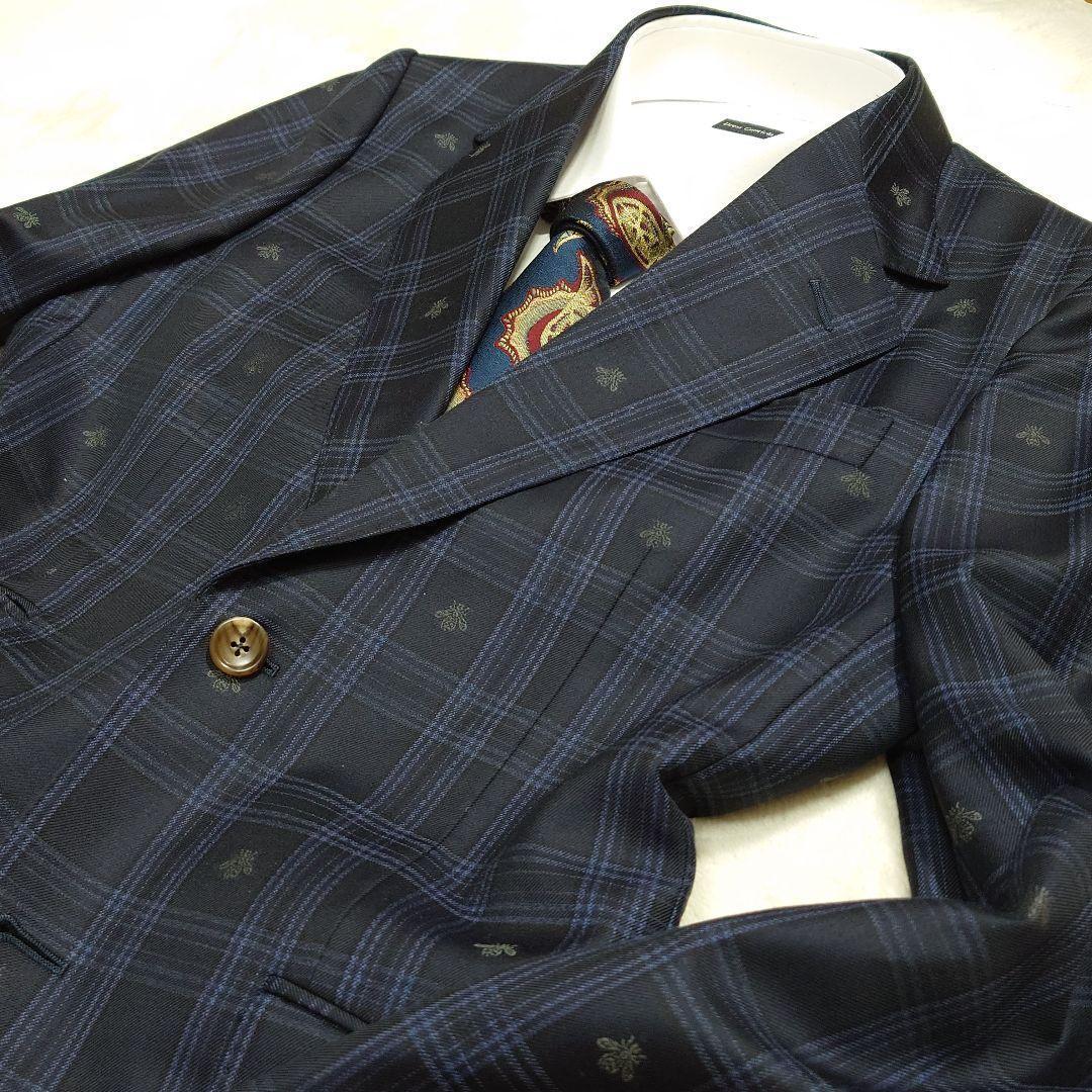 【極美品】GUCCI☆チェック×蜂刺繍☆ミケーレ期☆7-46R(M)