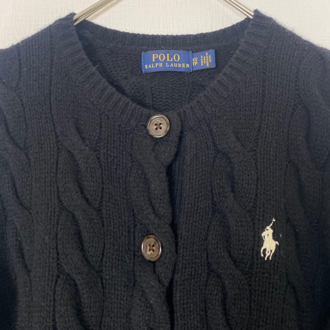 美品　ポロラルフローレン　ケーブルニット　ウール　カシミヤ カーディガン　黒