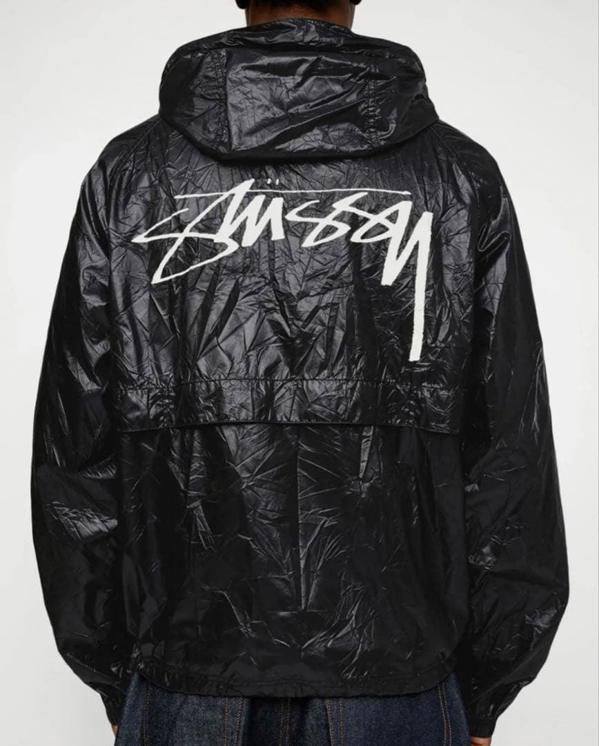 Stussy シェルジャケット ブラック シワ加工