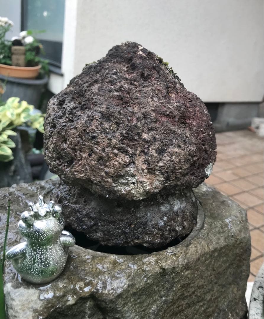 【大変古い自然石宝珠・関守石・擬宝珠】造園水石飾り石ガーデニング箱庭灯篭