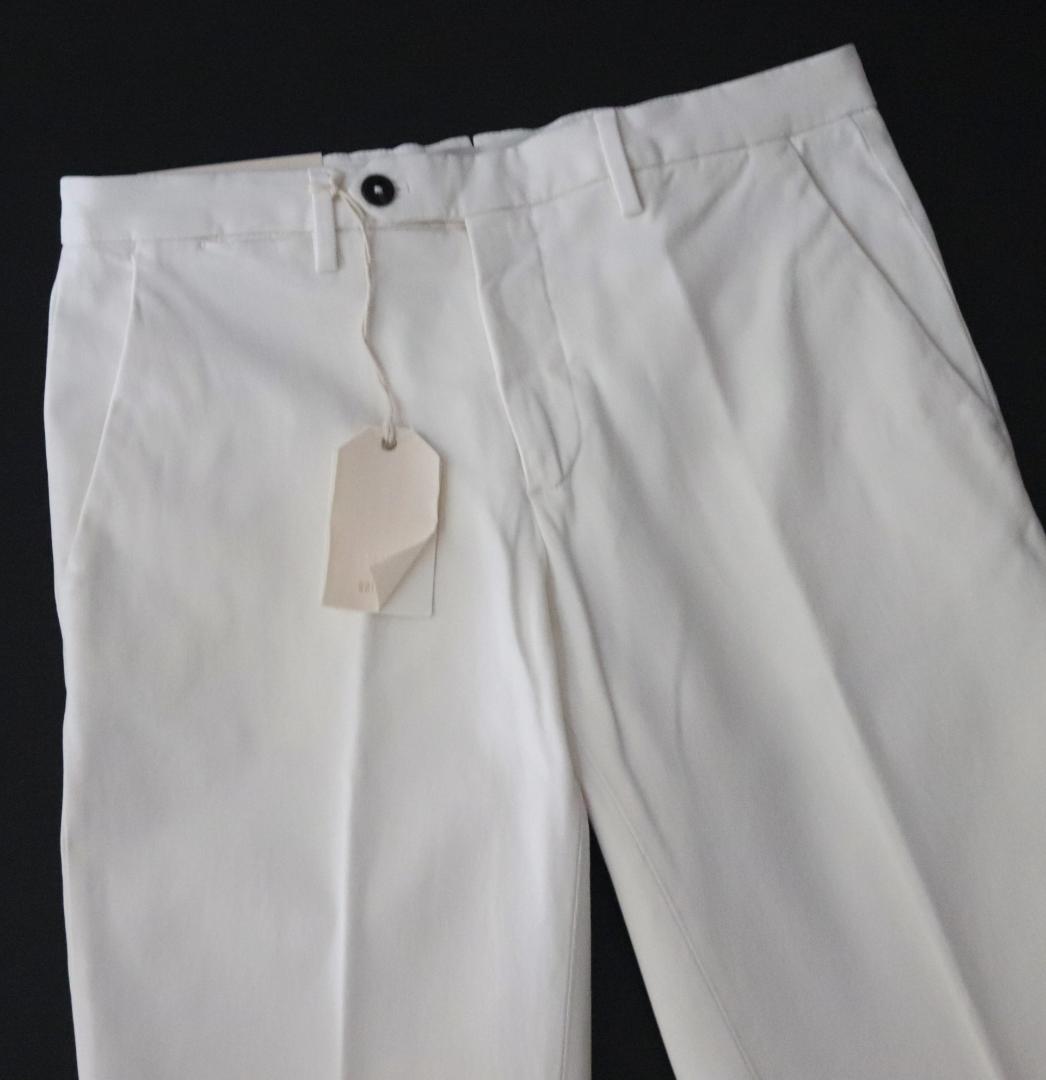 新品【ブリリア 1949】 秋冬コットンツイル ノープリーツパンツ 白 44