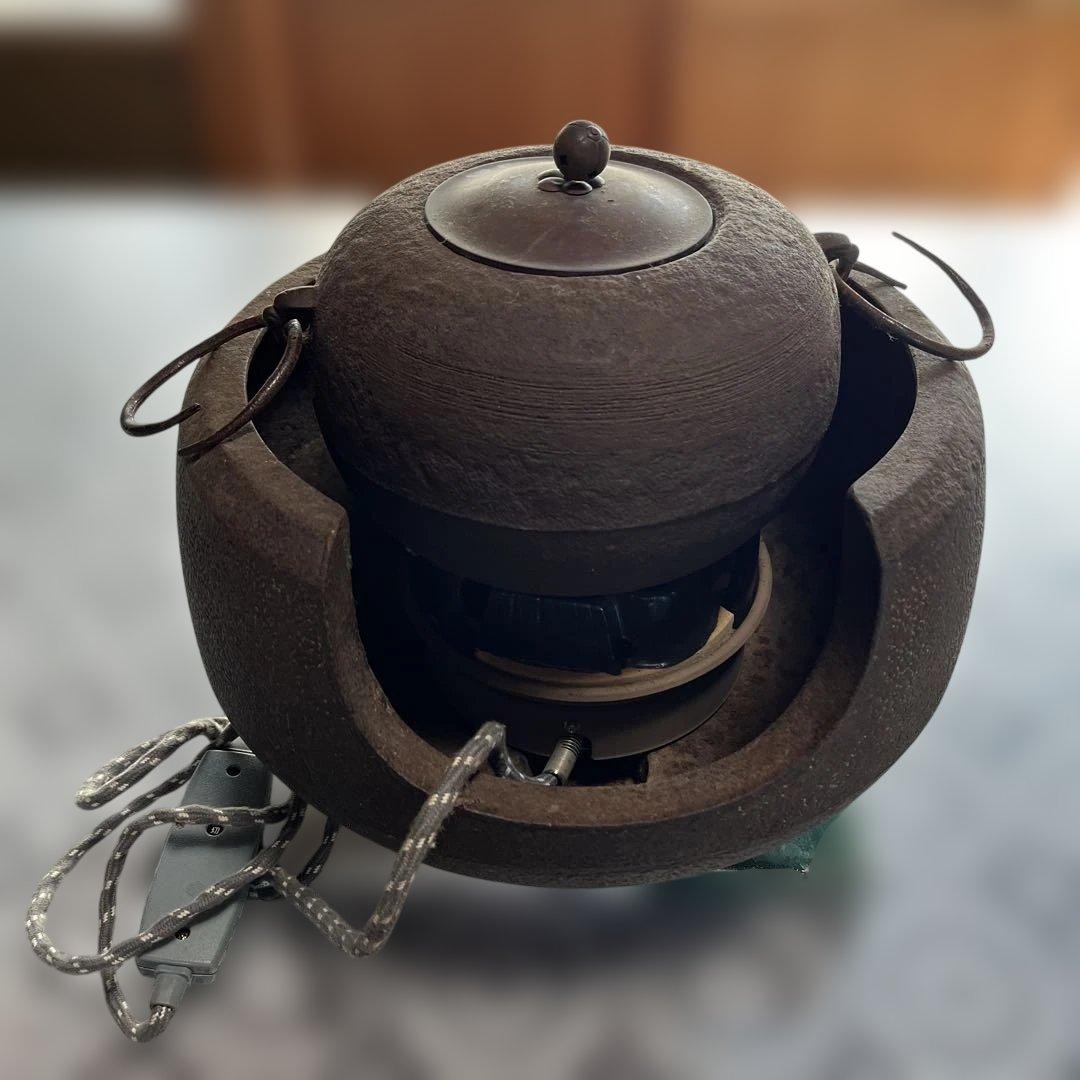 茶道具 茶釜 風炉釜　置台　電熱器 三段切替え式 200/300/500w