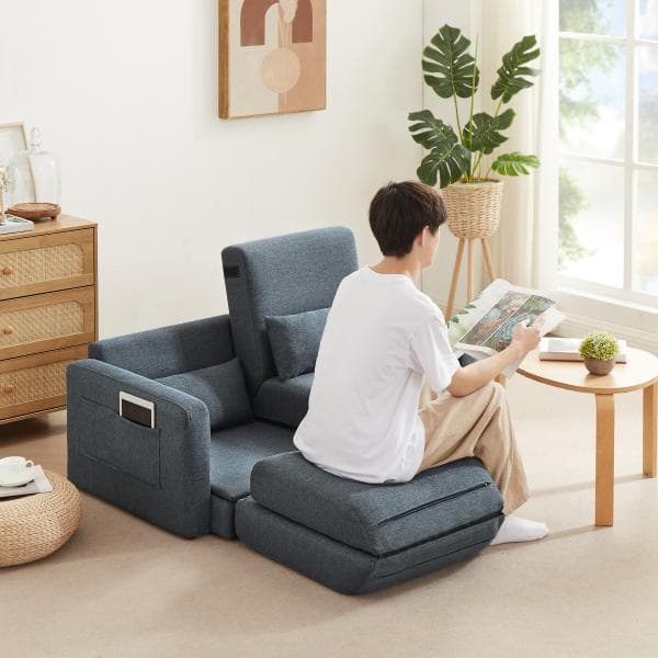 ソファ 2人掛け ソファーベッド 収納付き ファブリック 両側に肘掛け付き