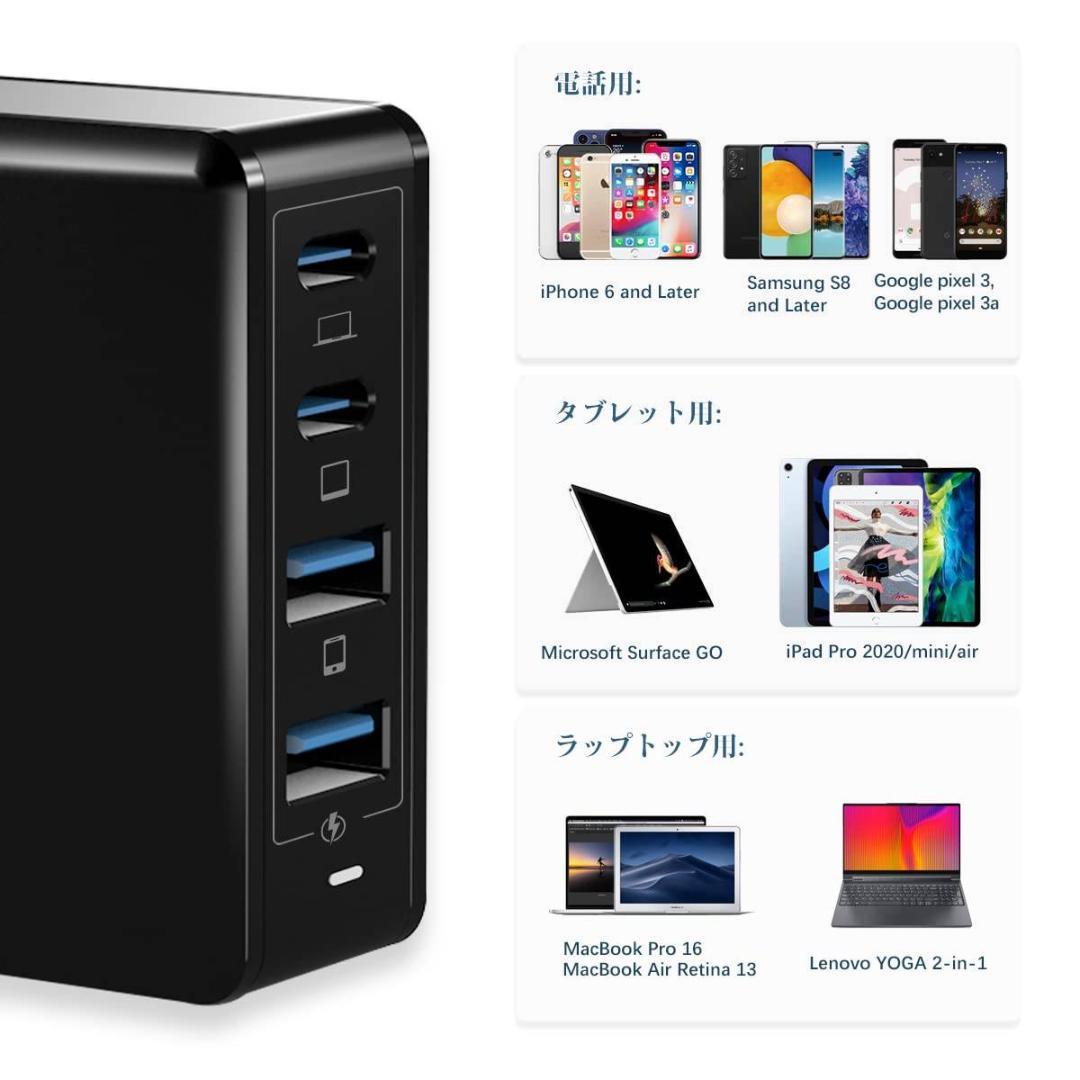 超小型 急速充電器 幅広い互換性 Type-Cケーブル付属