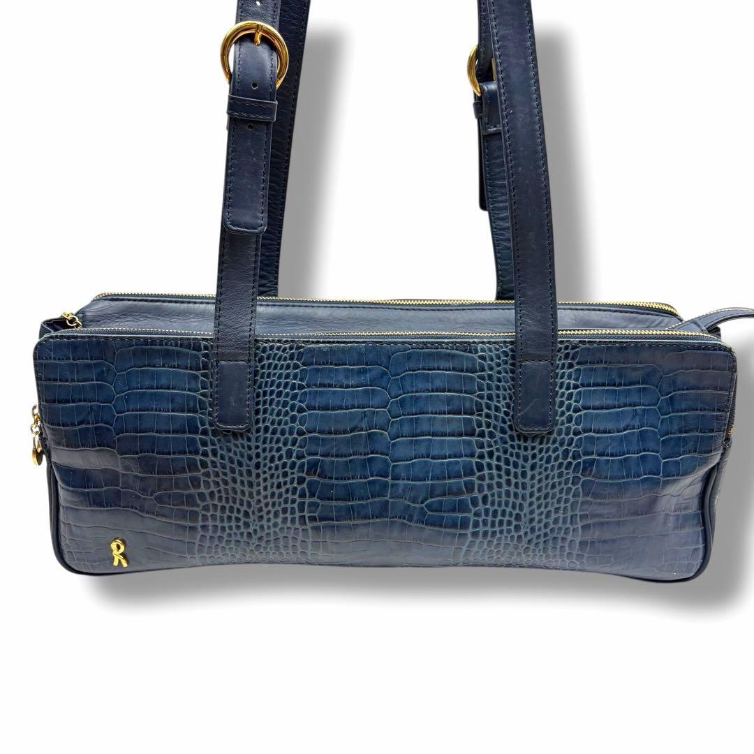 Roberta di Camerino クロコ型押し ショルダーバッグ ボストン