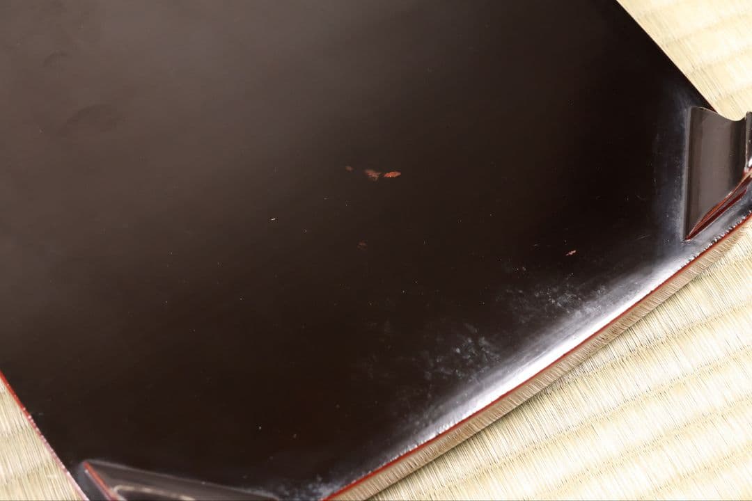 木製漆器 竹鶏蒔絵 吸物膳 五客 溜塗 黒塗 足付 四方膳 茶懐石 CM387