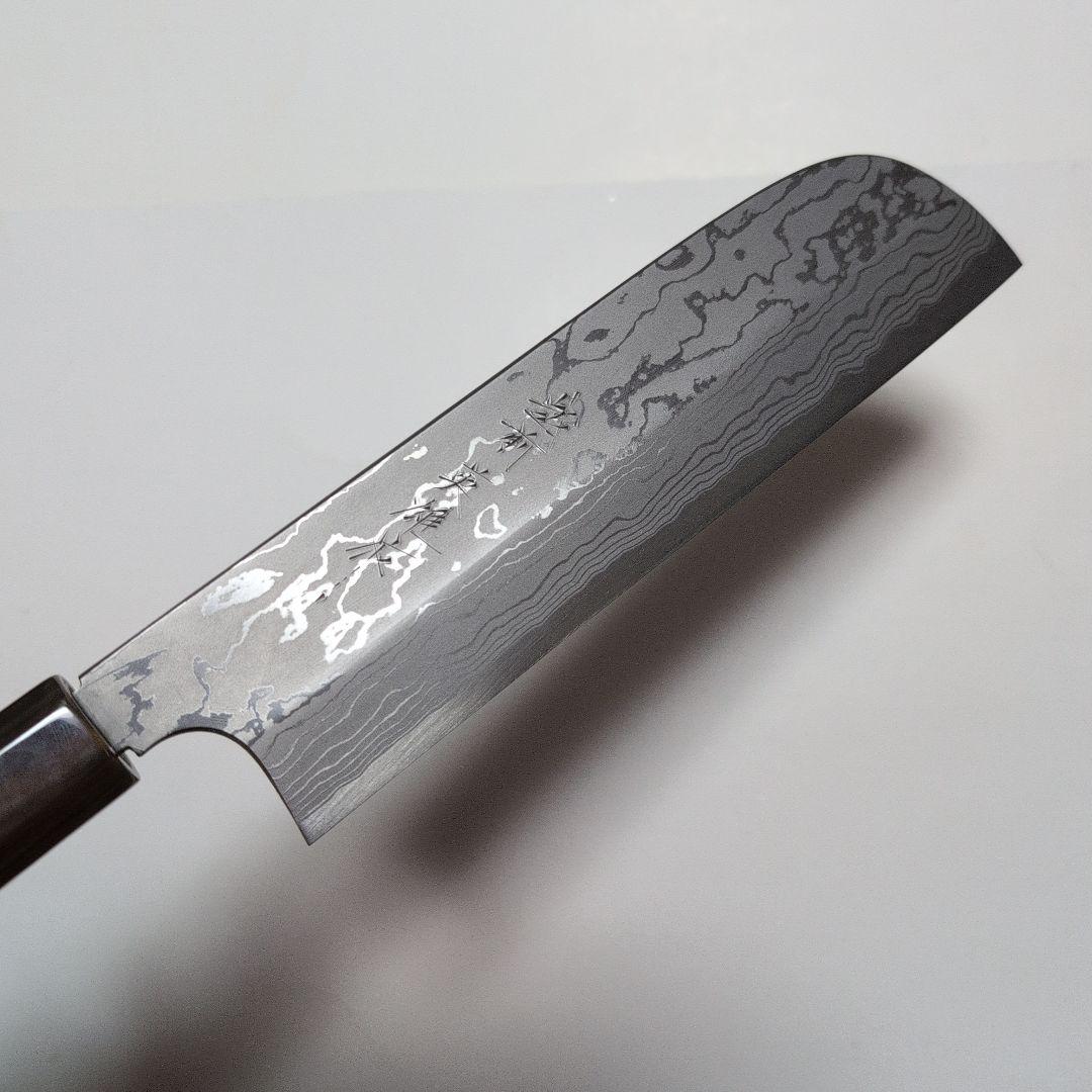 片刃包丁　鎌型薄刃　北岡英雄作