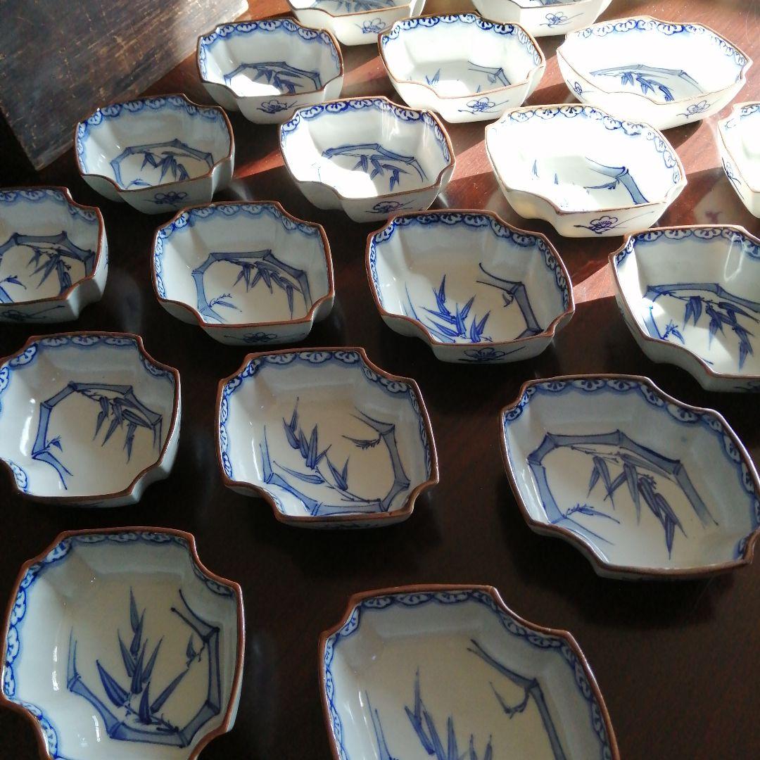 伊万里　染付菱形向付　19客　14cm　大正〜昭和初期