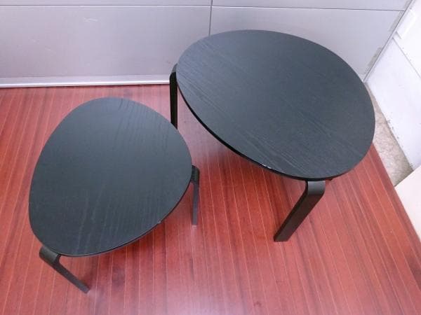 IKEA SLALSTAネストテーブル ブラック リビングテーブル2点セット