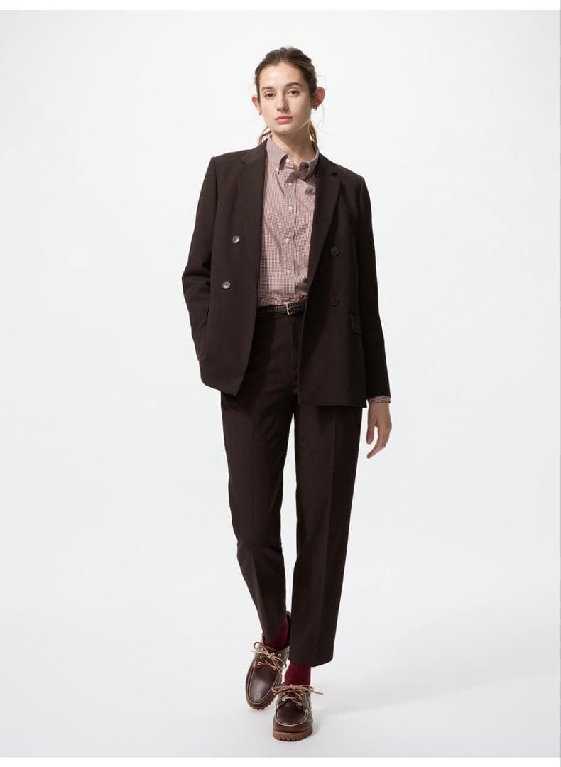 今季2025 UNIQLO ダブルジャケット ダークブラウンS