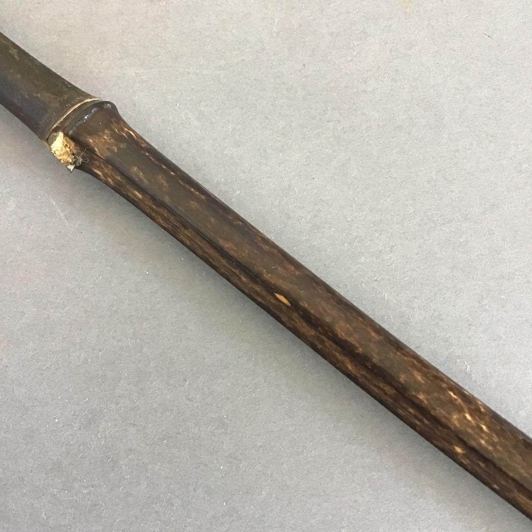 茶道具　掛軸掛け　矢羽津(矢筈)　黒竹　2段組み　金具付　紙箱　S1049KK