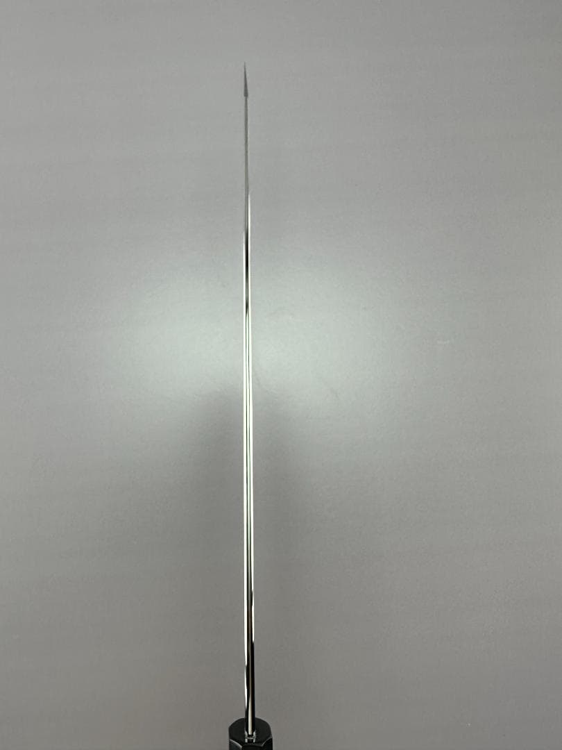 5629 切付牛刀 尺一 ウルトラ鏡面仕上げ 刺身包丁 両刃 黒檀黒水牛角八角柄