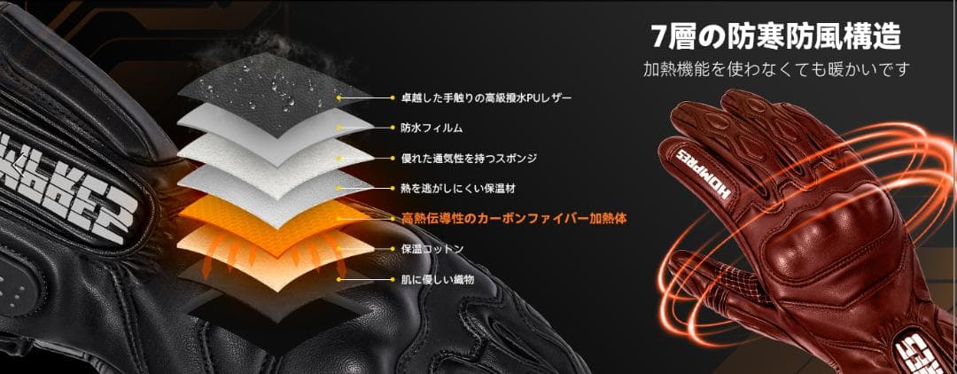 2025モデル HOMPRES電熱グローブ XLサイズ Bタイプ