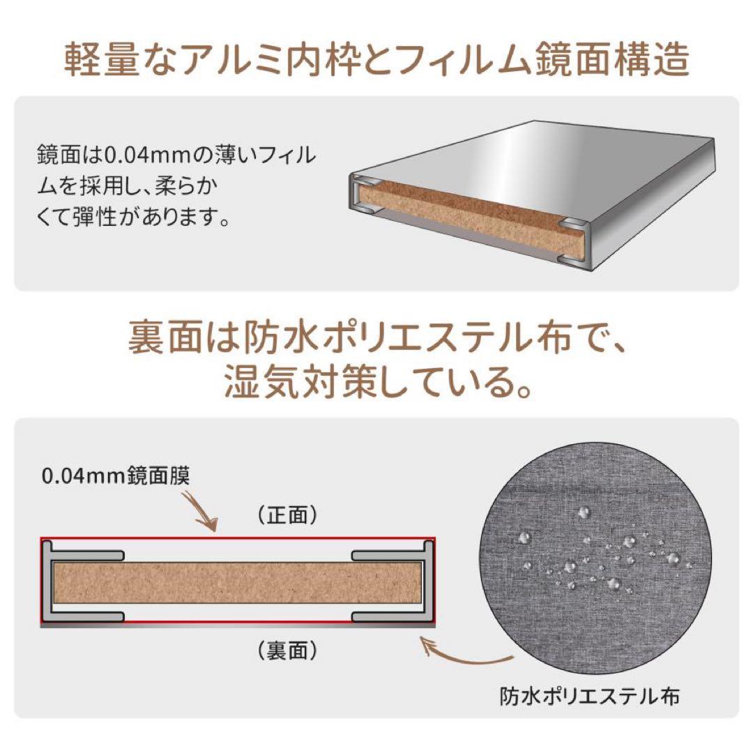 割れない鏡 全身ミラー 160×60cm 壁掛け・立て掛け シルバー