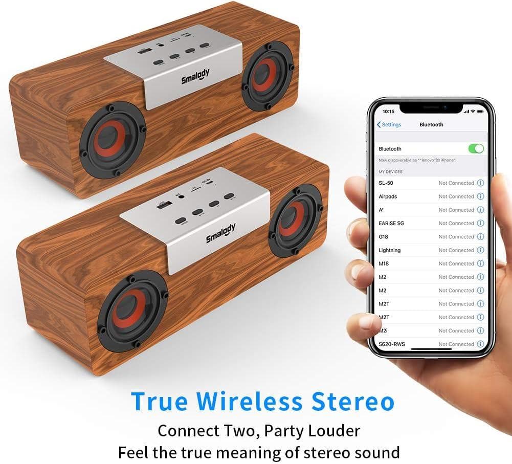 木製ワイヤレススピーカー 10W ポータブルデザイン