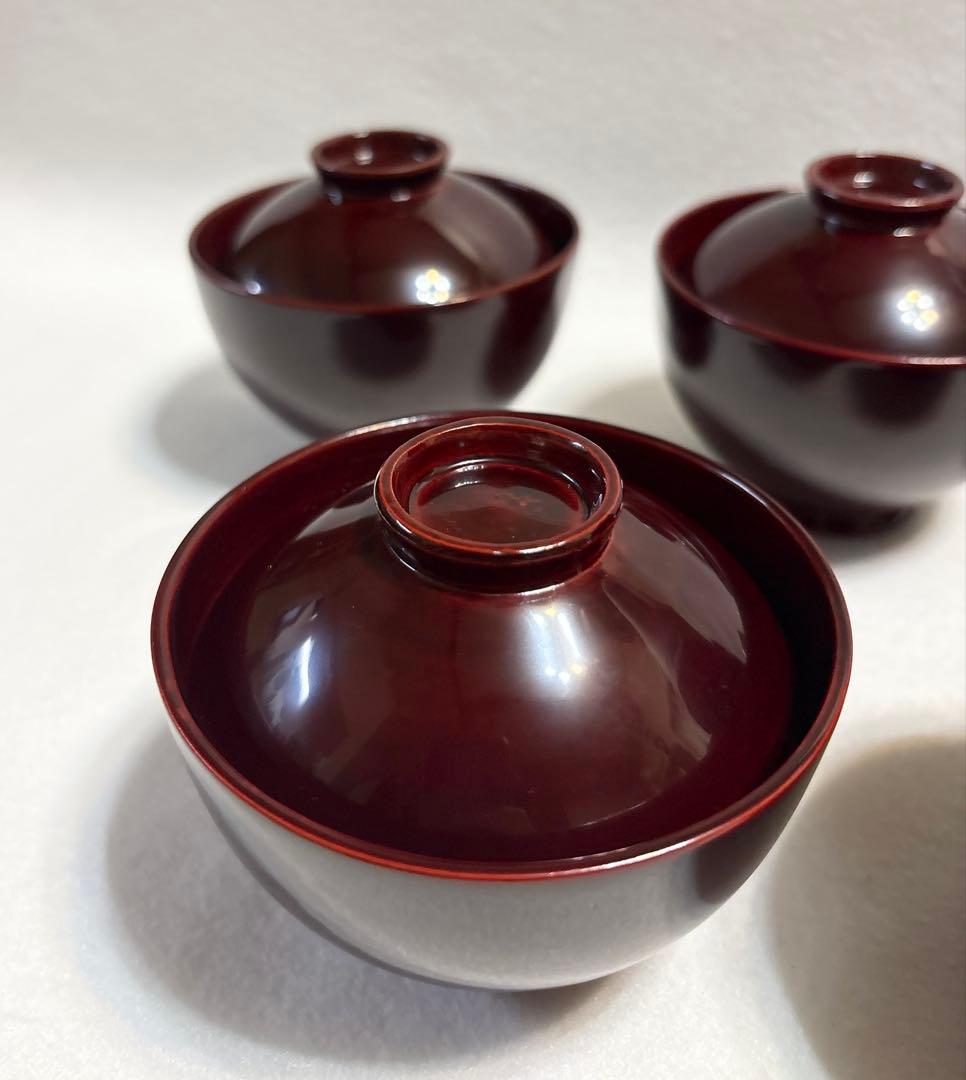 庫山窯 陶胎漆器 蓋付き煮物碗 五客 前畑陶器 和食器 懐石料理 絵変わり