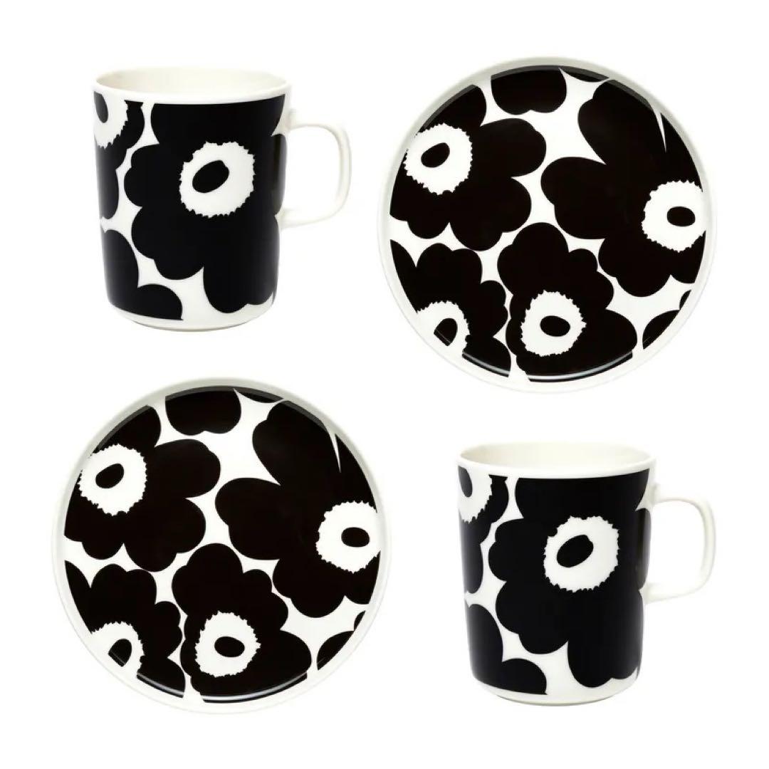marimekko マリメッコ　モノトーンプレート×マグカップ×ラテマグセット