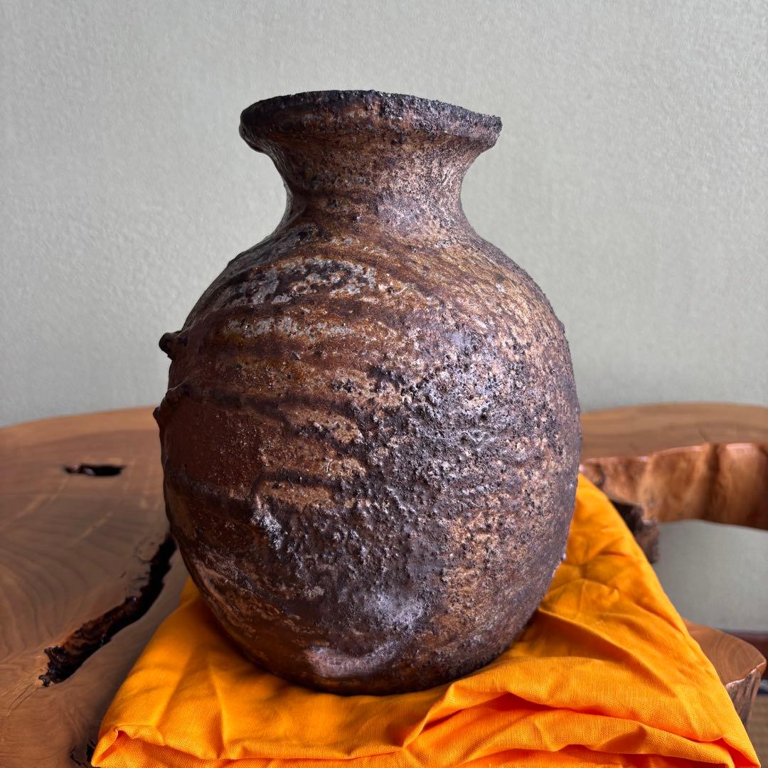 備前焼 太田富夫作 花瓶 花入れ 共箱 高さ24cm