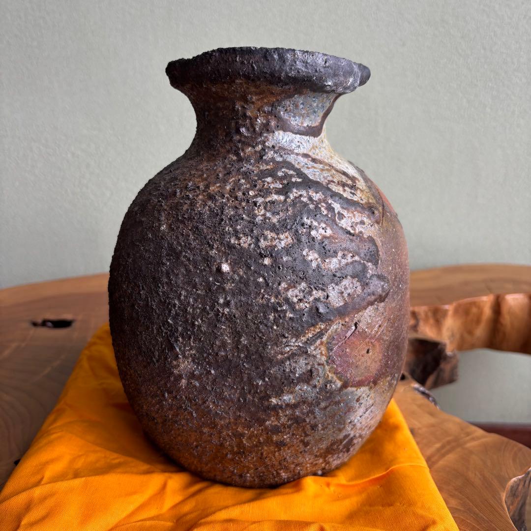 備前焼 太田富夫作 花瓶 花入れ 共箱 高さ24cm