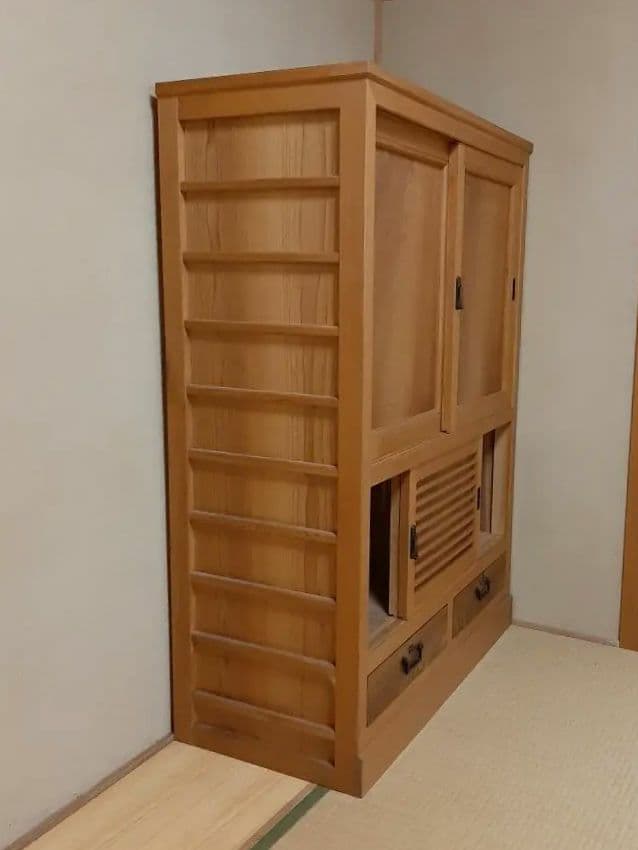 木製 引き戸式 収納キャビネット 高級板材使用 レトロ 直接引取り　輸送可能