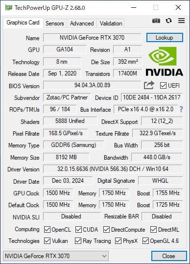 グラフィックボード・グラボ・ビデオカード Gainward GeForce RTX 3070 Phantom