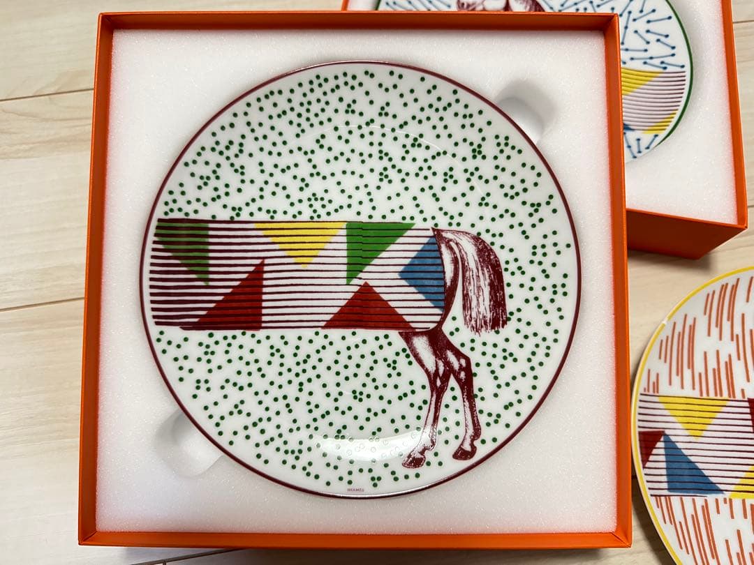 HERMES エルメス デザートプレート〈エルメス・イポモビル〉　3枚セット