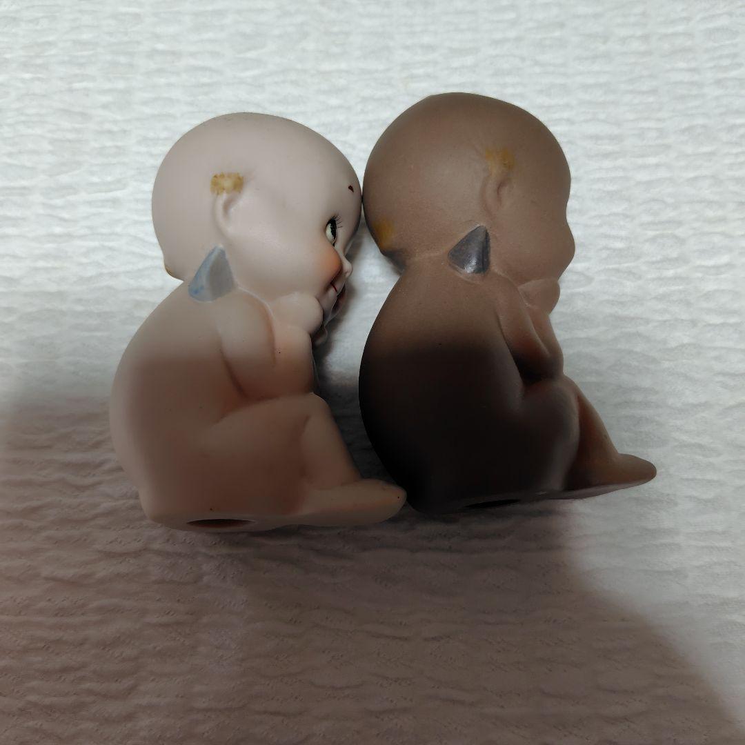 キューピー　白・茶色　瀬戸物 陶器