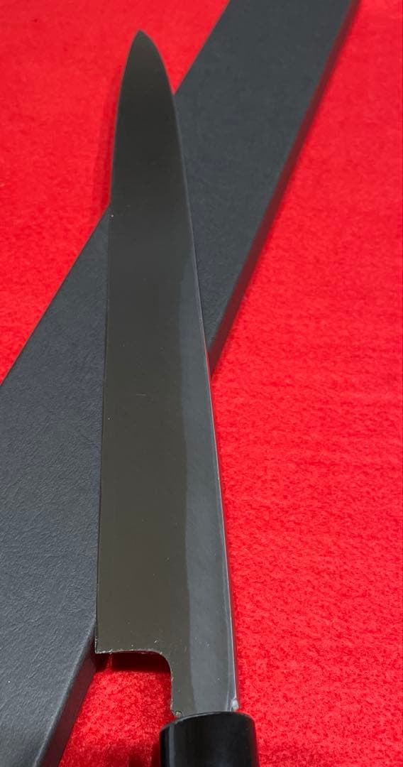 柳刃包丁　白鋼霞研　水牛桂柄30cm