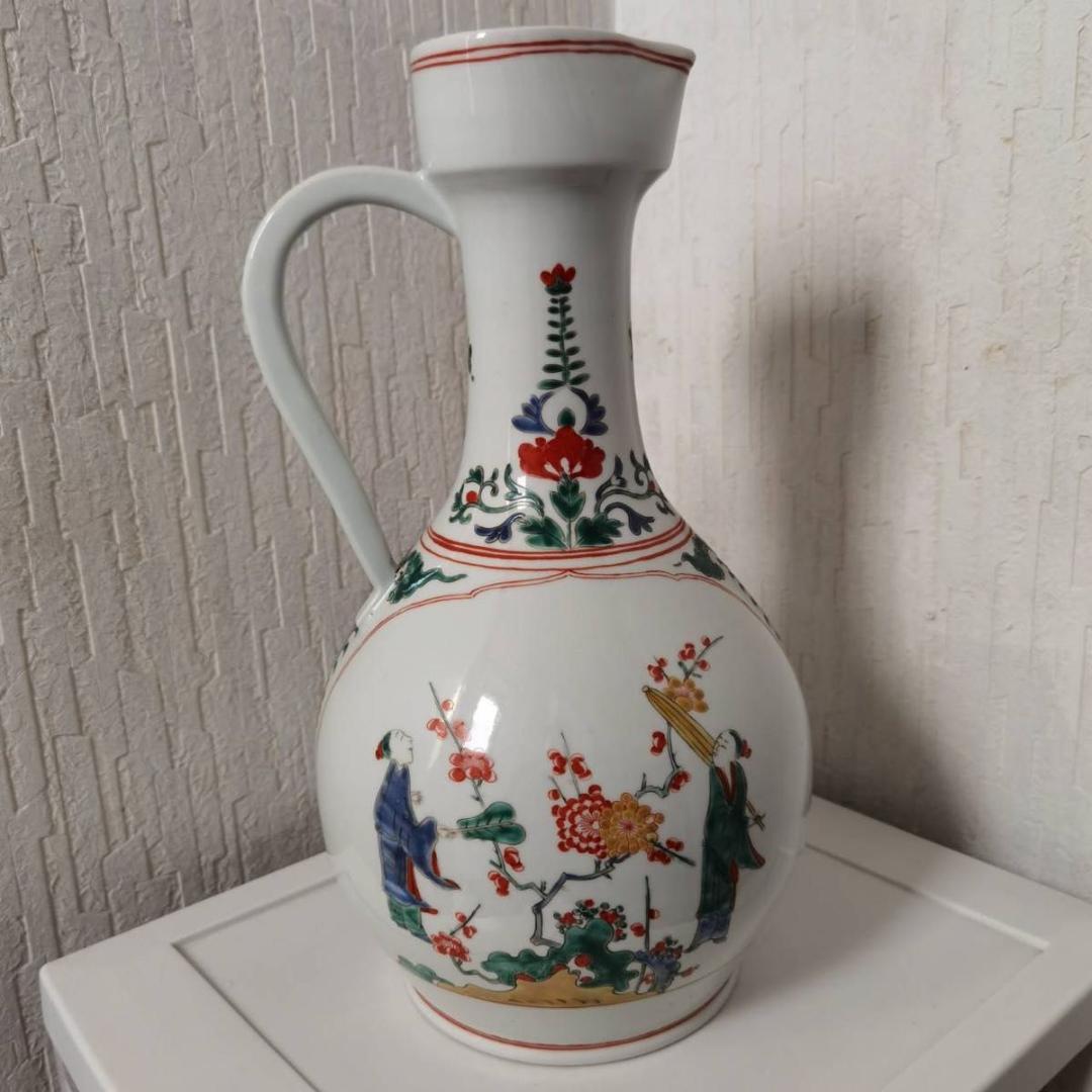 柿右衛門様式　花鳥文花瓶　高さ35cm 共箱付き　骨董品　壺