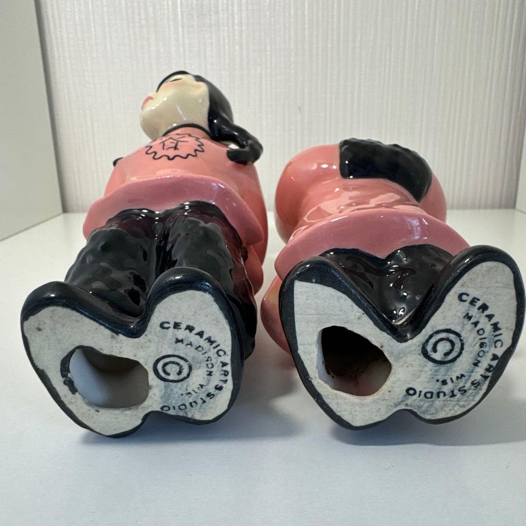男女の陶器製置物 ピンク　ビンテージ オリエンタル　50s セラミックアーツ
