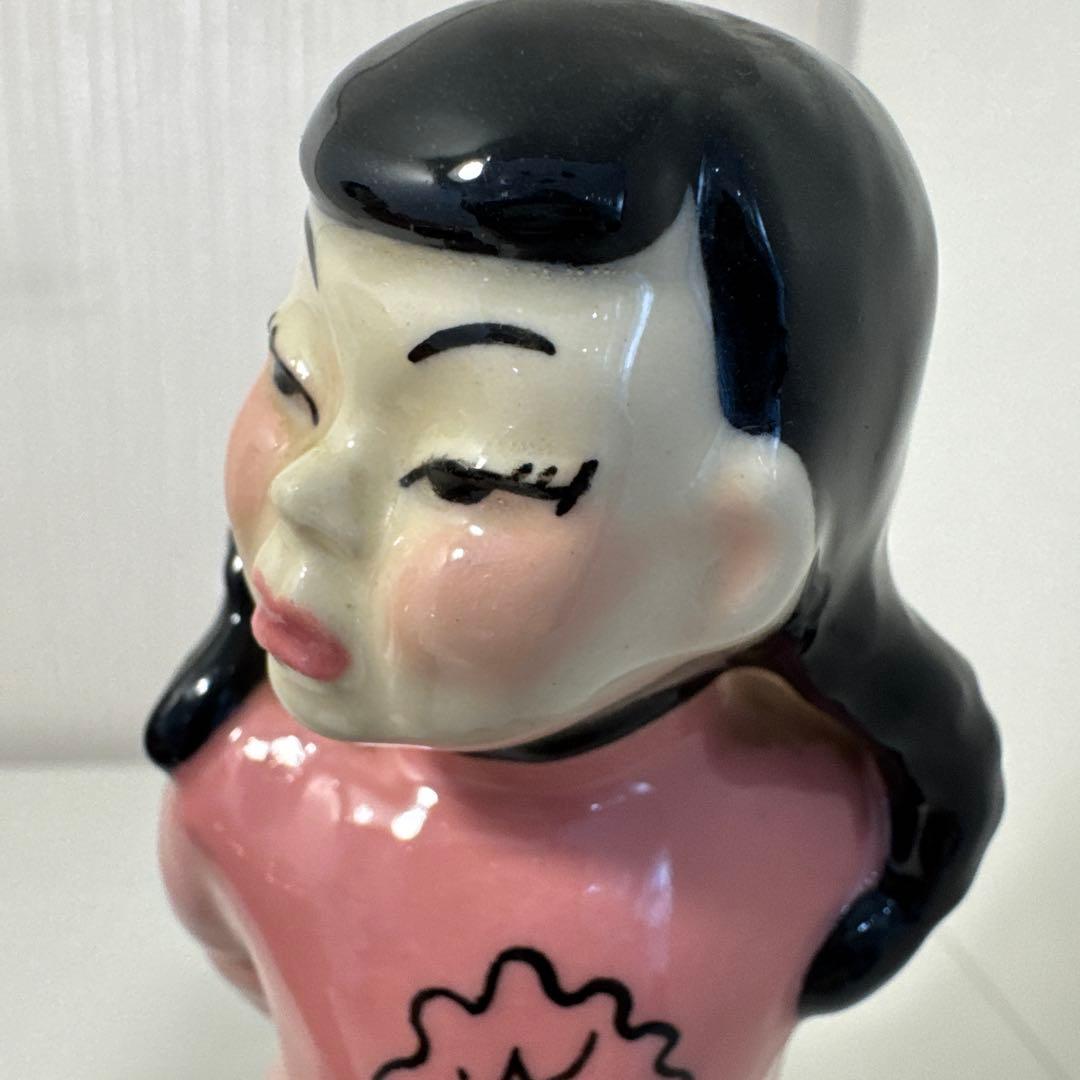 男女の陶器製置物 ピンク　ビンテージ オリエンタル　50s セラミックアーツ