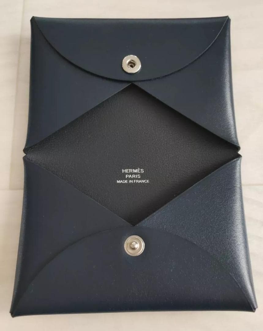 極美品 HERMES エルメス カルヴィ ボックスカーフ カードケース 名刺入れ